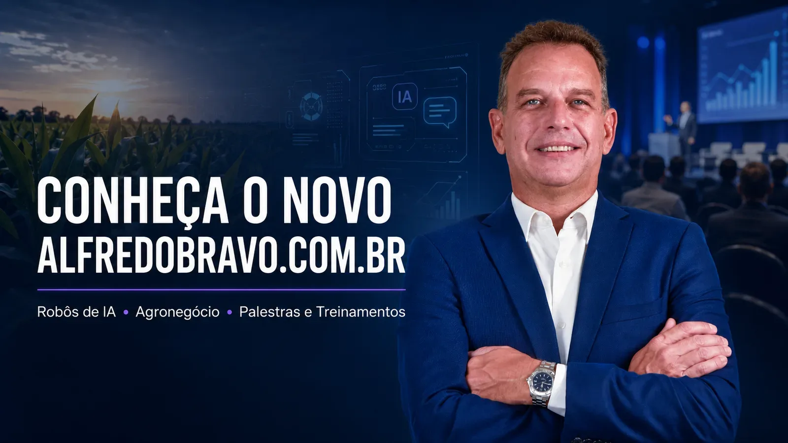 O novo alfredobravo.com.br: Inteligência Artificial, agronegócio e desenvolvimento de equipes em um só lugar